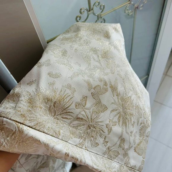 Butterfly Golden Brocade Cream Midi Skirt - Picture 7 of 7